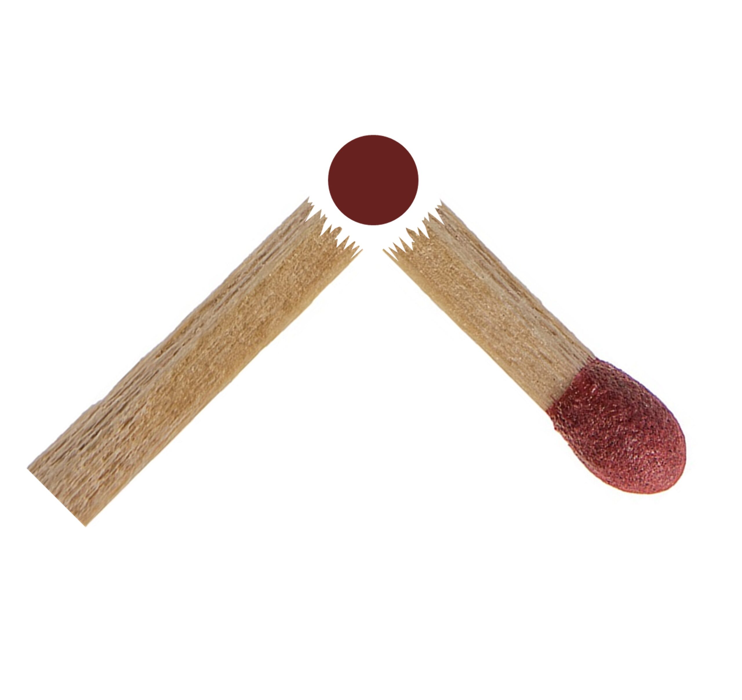 Ein Bild mit einem Streichholz, das durchgebrochen ist.