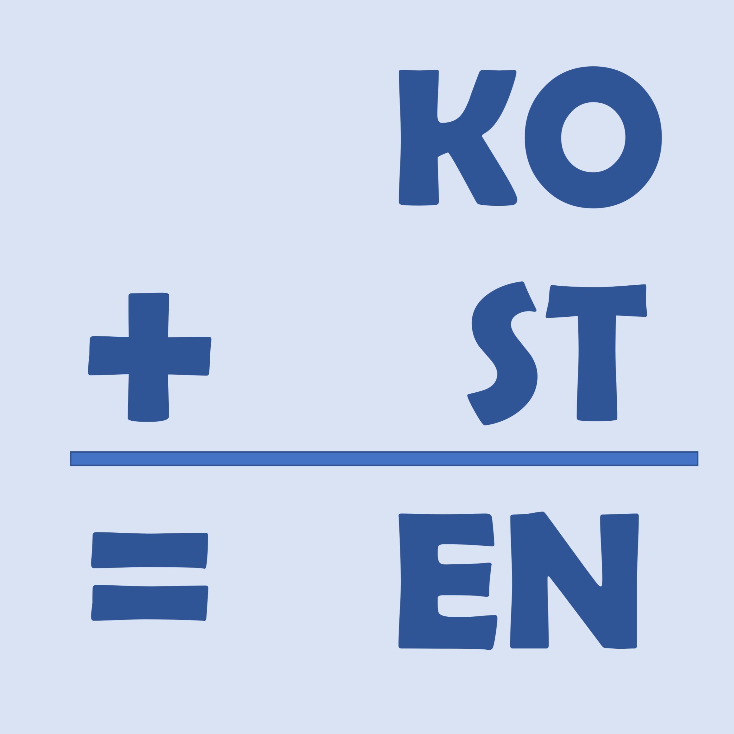 Bild mit den Buchstaben KO + ST = EN